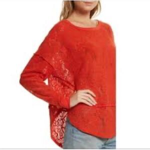 FREE PEOPLE Not Cold In This Top In Red Sweater M